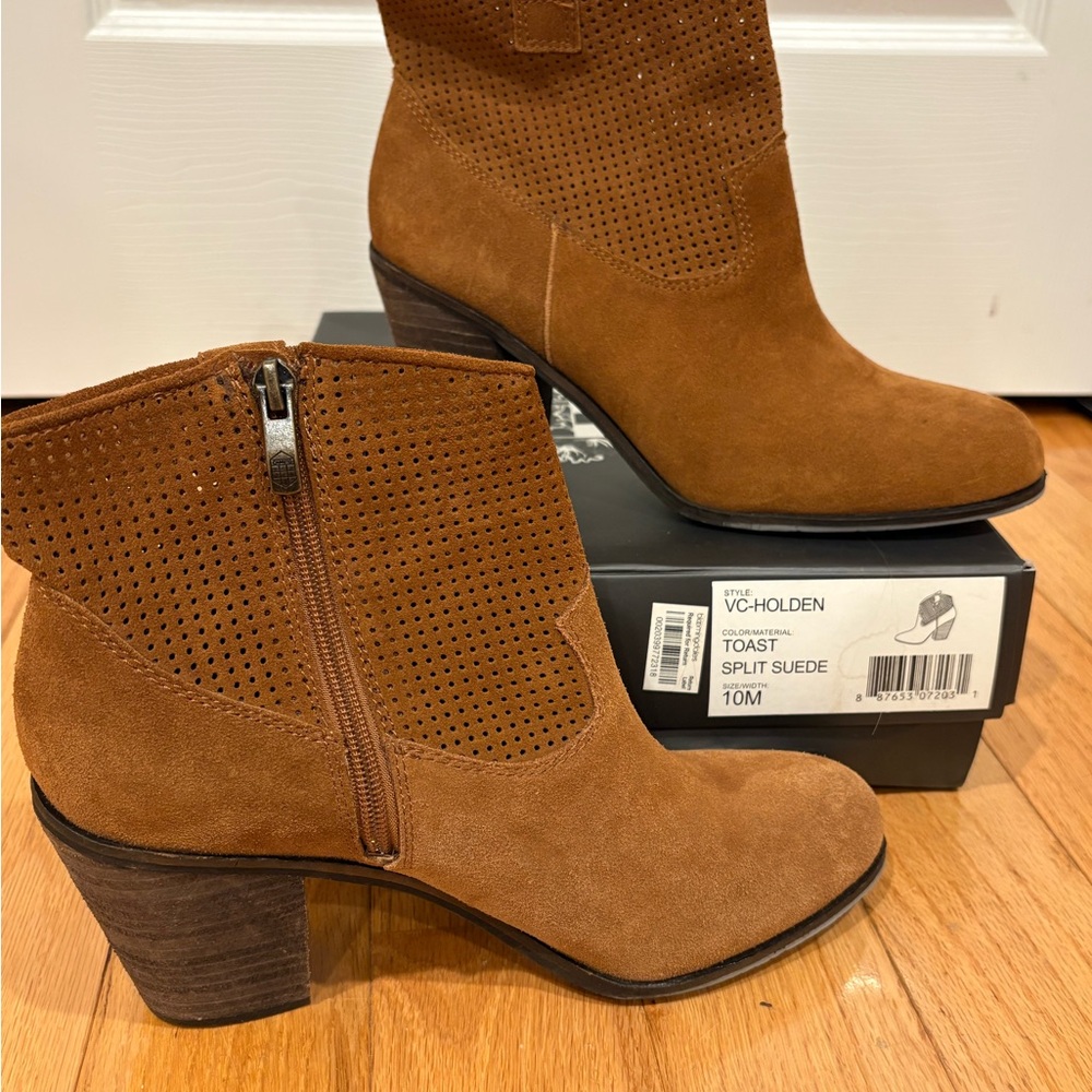 Vince Camuto Toast Suede Ankle Booties NWOT